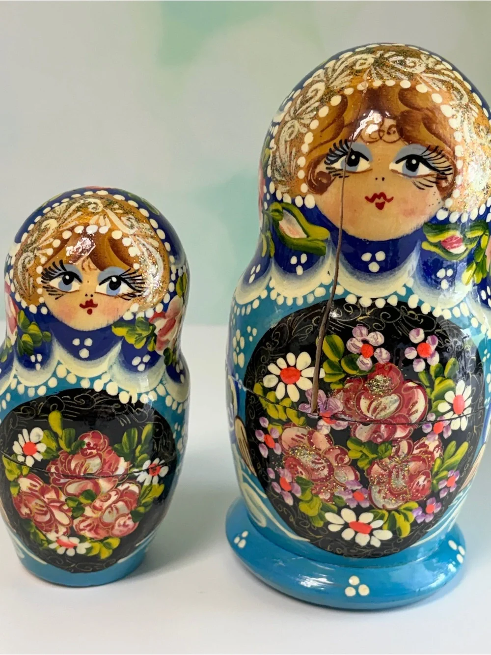 Signed Hand Painted Russian Matryoshka Nesting Dolls  Incomplete AS IS